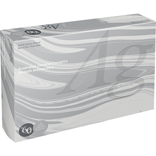 2026 60th Anniversary of Decimal Currency Six-Coin Fine Silver Proof Set Shipper