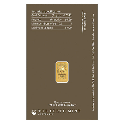 2026 Dune 1gm Gold Minted Bar in Card Front