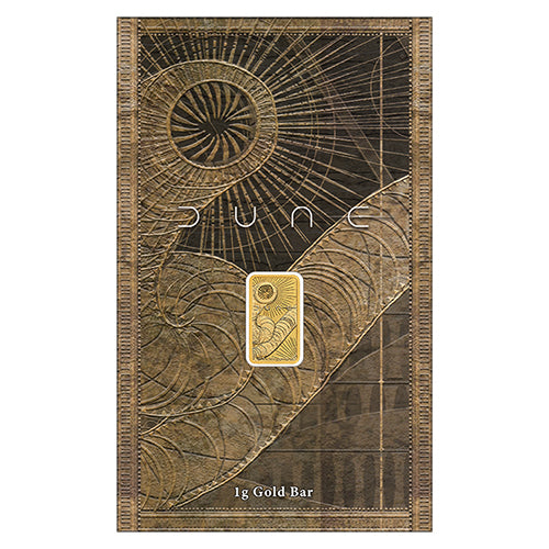 2026 Dune 1gm Gold Minted Bar in Card Front 1