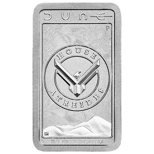 2026 Dune - House Atreides 10g Silver Minted Bar Front