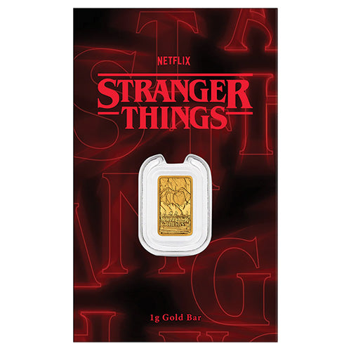 2026 Stranger Things 1g Gold Minted Bar in Card Front