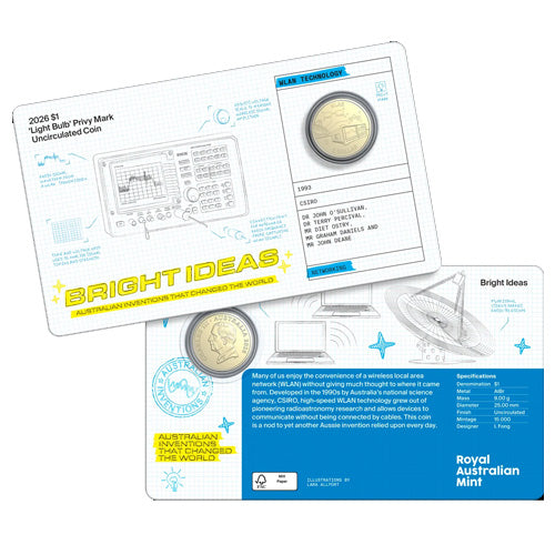 2026 Bright Ideas $1 and $2 Privy Mark Seven-Coin Collection WLAN Coin in Card