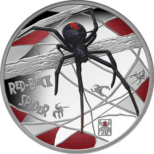 2026 $1 Deadly & Dangerous Series - Redback Spider 20th Anniversary Privymark1oz Silver Proof Coloured Coin