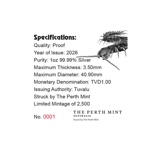 2026 $1 Deadly & Dangerous Series - Giant Centipede 1oz Silver Proof Coloured Coin