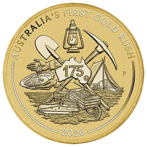 2026 $1 Australia's First Gold Rush 175th Anniversary Coin & Stamp Cover PNC (PM) Coin