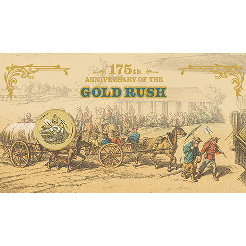 2026 $1 Australia's First Gold Rush 175th Anniversary Coin & Stamp Cover PNC (PM) Insert Front