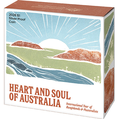 2026 $1 Heart and Soul of Australia International Year of Rangelands and Pastoralists Fine Silver Proof Coin Shipper Front