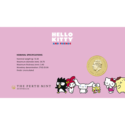 2026 $1 Hello Kitty, Cinnamoroll & Badtz-Maru Coin & Stamp Cover PNC Back