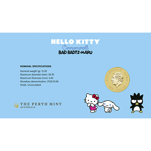2026 $1 Hello Kitty & My Melody Coin & Stamp Cover PNC Back