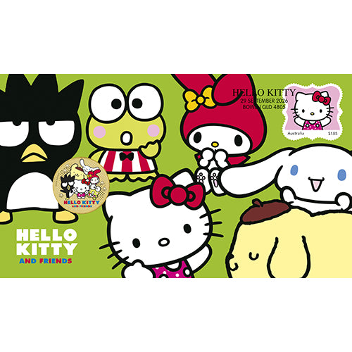 2026 $1 Hello Kitty & Friends Coin & Stamp Cover PNC Front