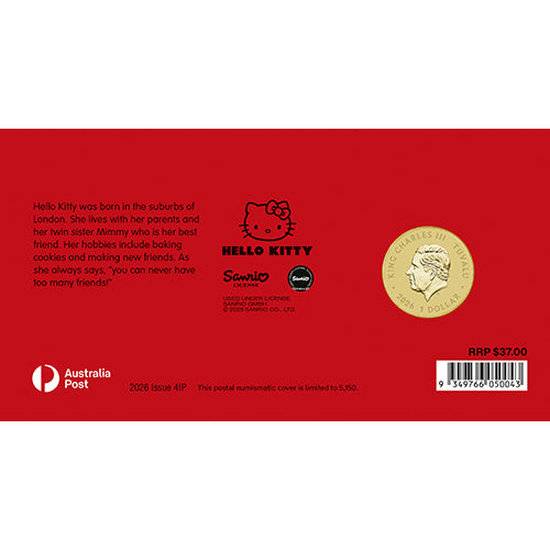 2026 $1 Hello Kitty Coin & Stamp Cover PNC Back
