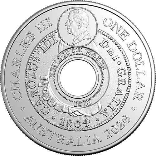 2026 $1 Holey Dollar Uncirculated Coin Obverse