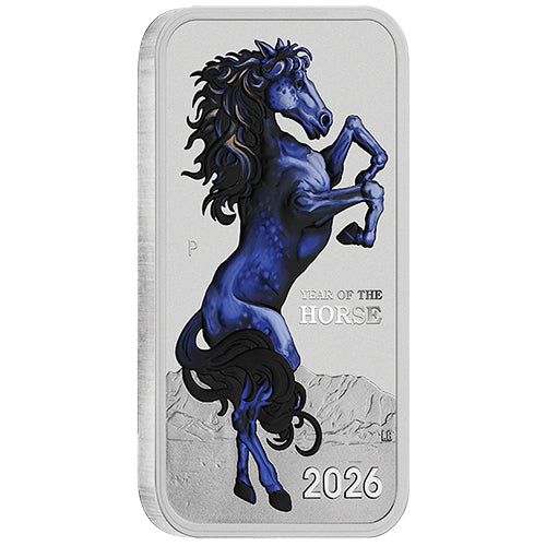 2026 $1 Lunar Horse 1oz Silver Bullion Coloured Minted Rectangular Coin 