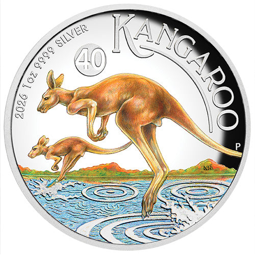 2026 $1 Australian Kangaroo 1oz Silver Proof High Relief Coloured Coin
