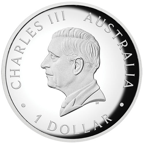 2026 $1 Australian Kangaroo 1oz Silver Proof High Relief Coloured Coin Obverse