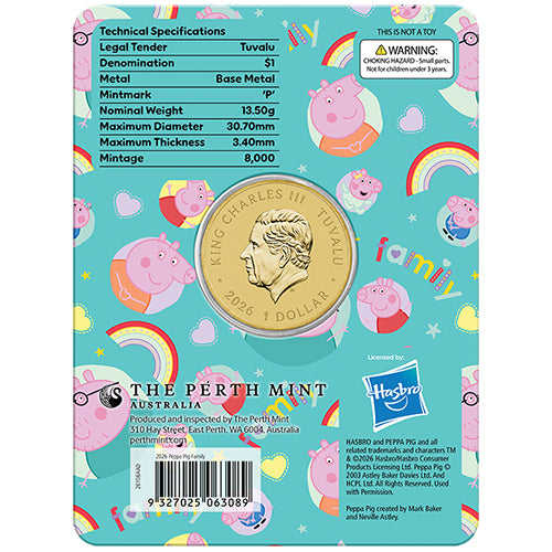 2026 $1 Peppa Pig - Family Collector Coin in Card Back