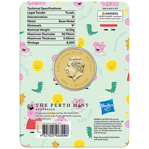 2026 $1 Peppa Pig - Friends Three Coin Set - Forever Together Coin in Card back