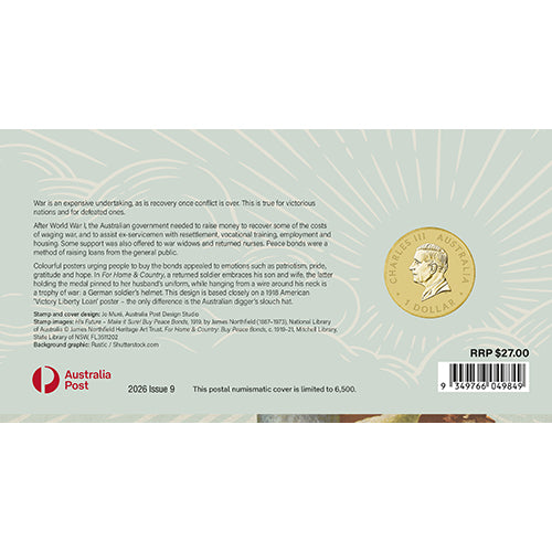 2026 $1 Preparing for Peace Coin & Stamp Cover PNC  Back