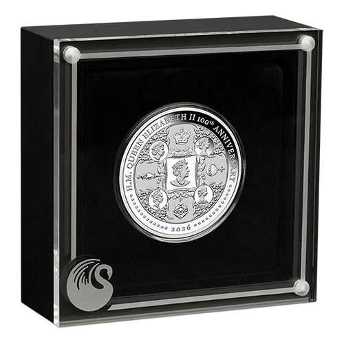 2026 $1 H.M. Queen Elizabeth II 100th Anniversary 1oz Silver Proof Coin in Case