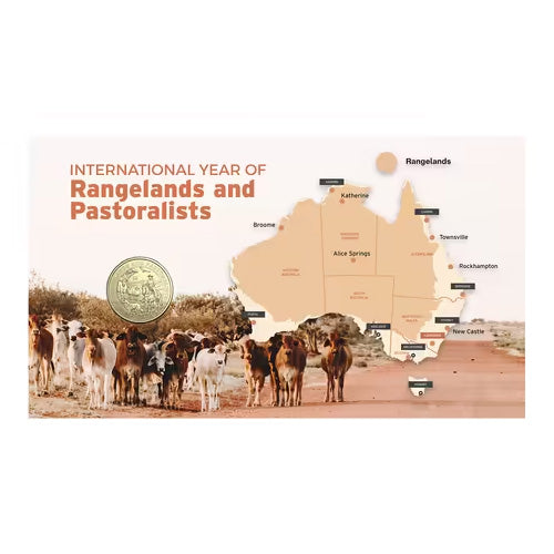 2026 $1 International Year of Rangeland and Pastoralists - Heart and Soul of Australia Coin &amp; Stamp Cover PNC Insert Front