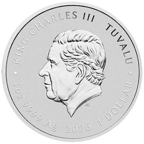 2026 $1 Stranger Things - Friends Don't Lie 1oz Silver Coloured Coin Obverse