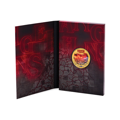 2026 $1 Stranger Things - Hawkins Gold Plated Collectors Coin in Folder Open