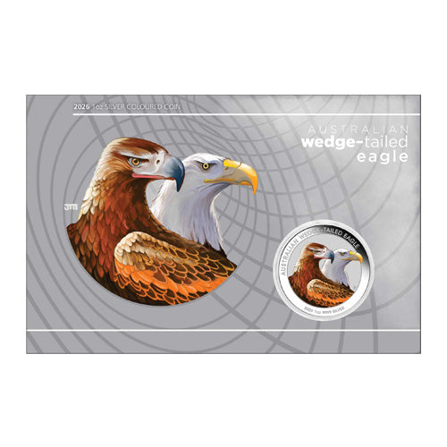 2026 $1 Australian Wedge Tailed Eagle 1oz Silver Coloured Coin in Card