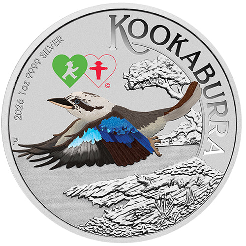 2026 $1  World Money Fair Berlin Show Special Australian Kookaburra with Double Amplemann Privymark 1oz Silver Coloured Coin in Card