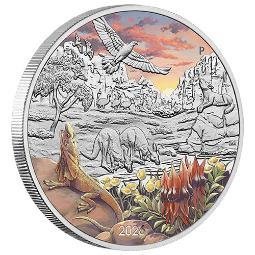 2026 $1 Wonders of Australia - The Outback 1oz Silver Coloured Coin 