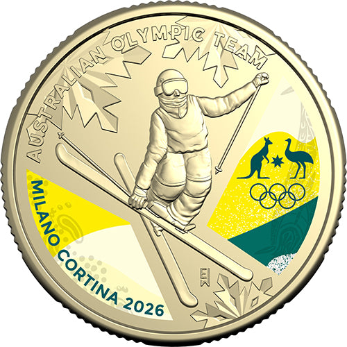 2026 $1 Winter Olympics Coloured Uncirculated Coin in RAM Card