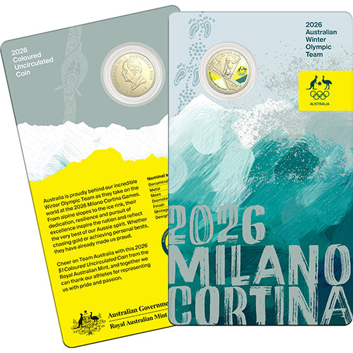 2026 $1 Winter Olympics Coloured Uncirculated Coin in RAM Card