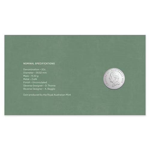 2026 20c Service Amid Strife - Greece & Crete Coloured Uncirculated Coin & Stamp Cover PNC Insert Back