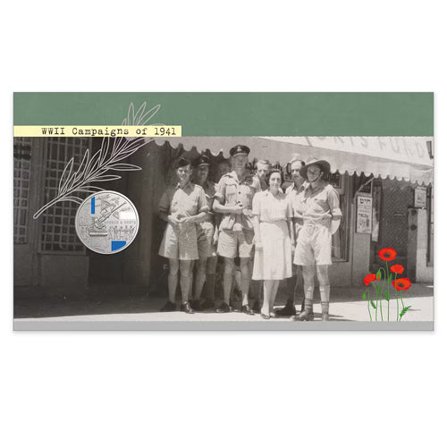 2026 20c Service Amid Strife - Greece & Crete Coloured Uncirculated Coin & Stamp Cover PNC Insert Front