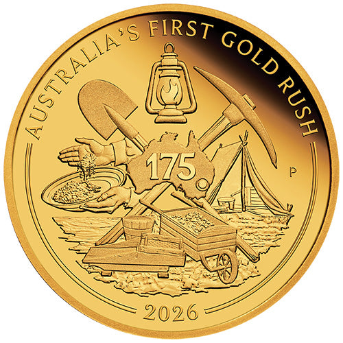 2026 $25 Australia's First Gold Rush 175th Anniversary 1/4oz Gold Proof Coin 