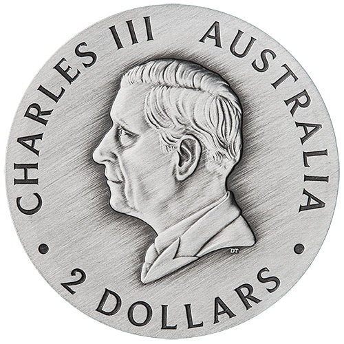 2026 $2 Butterfly 2oz Silver Antiqued Coloured Coin Obverse