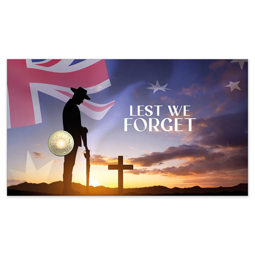 2026 $2 ANZAC Day - Preparing for Peace Lest We Forget Dawn Service Coin & Stamp Cover PNC Insert Front