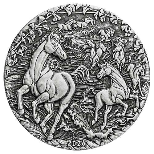 2026 $2 Australian Lunar Series III - Year of the Horse 2oz Silver Antiqued Coin