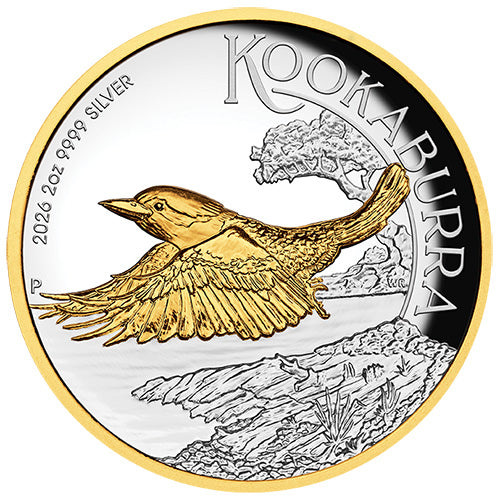 2026 $2 Australian Kookaburra 2oz Silver Proof Gilded High Relief Coin 