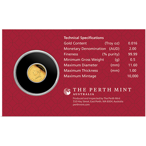 2026 $2 Year of the Horse - Mini Horse 0.5gm Gold Proof Coin in Card