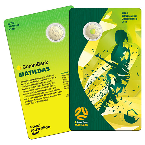 2026 $2 Matildas Coloured Uncirculated Coin in Card