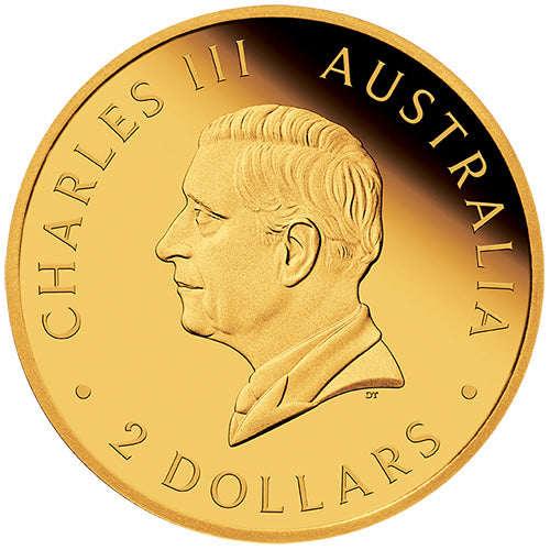2026 $2 Mini Roo 0.5gm Gold Proof Coin Obverse