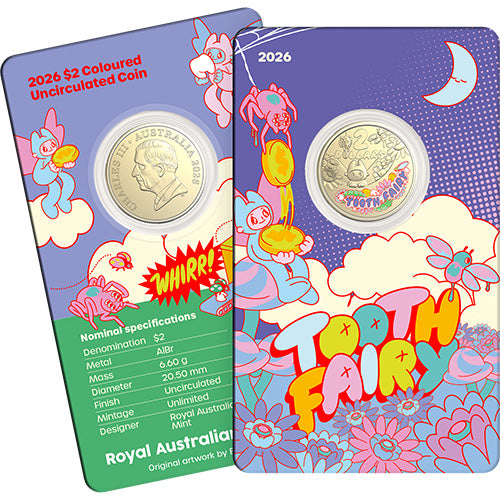 2026 $2 Tooth Fairy Coloured Uncirculated Coin in Card