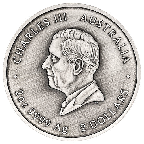 2026 $2 Turtle Yaunati 2oz Silver Antiqued Coloured Coin