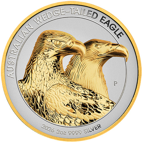 2026 $2 Australian Wedge Tailed Eagle 2oz Silver Enhanced Reverse Proof Ultra High Relief Gilded Coin