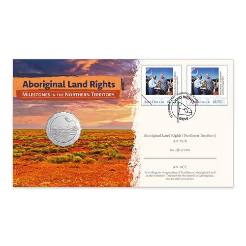 2026 50c Wake Hill Walk Off 60 Years & Land Rights 50 Years Coin and Stamp Cover PNC Front