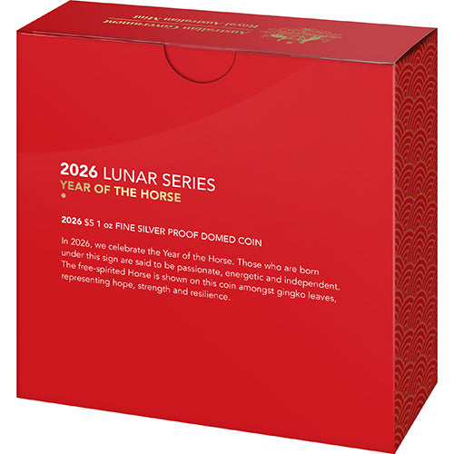 2026 $5 Year of the Horse 1oz Fine Silver Proof Domed Coin