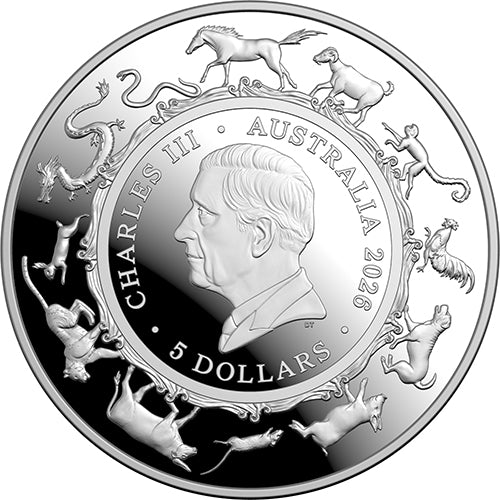 2026 $5 Year of the Horse 1oz Fine Silver Proof Domed Coin
