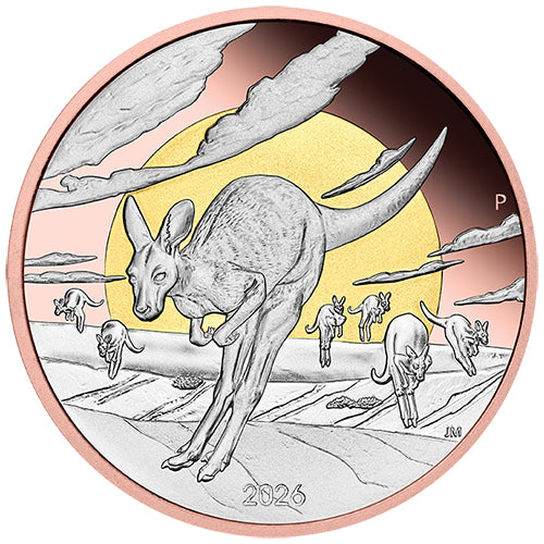 2026 $8 Wonders of Australia - Kangaroo 5oz Silver Proof Double Gilded Coin
