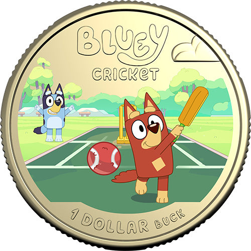2027 $1 Bluey Cricket Coloured Uncirculated Al/Br Coin 