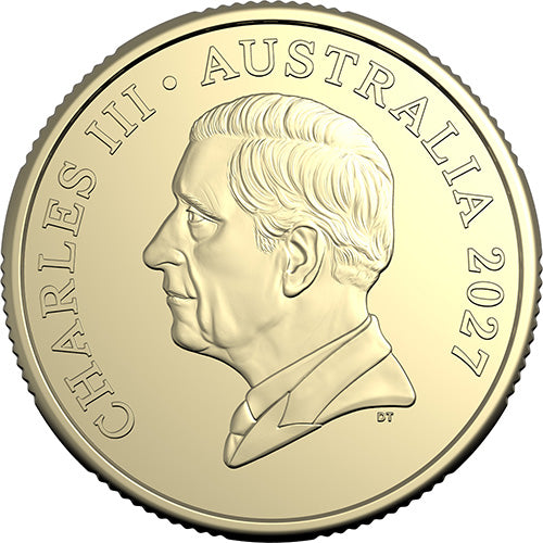 2027 $1 Bluey Cricket Coloured Uncirculated Al/Br Coin Obverse